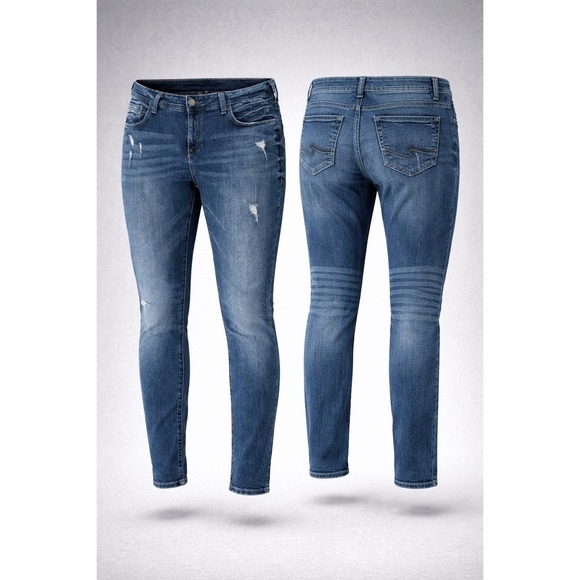Silver Jeans Co. Denim - Silver‎ Jeans Co Girlfriend Mid Rise Distressed Slim Jeans Blue SZ 18 L29 W27137